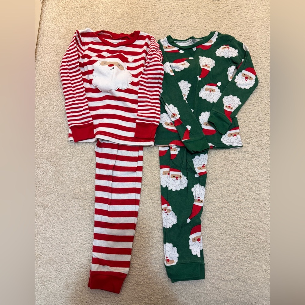 Carter's Red and Green Santa Pajama Sets